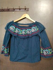 Embroidered Off-Shoulder Top