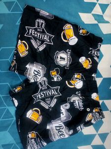 Beer Print Cotton Shorts