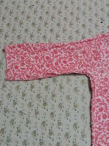 Pink Floral Print Tunic Top