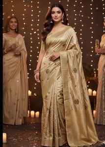 Elegant Gold Embroidered Saree