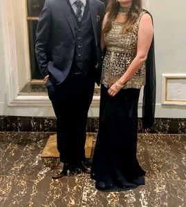 Designer Navy Blue Peplum Set