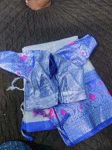 White &amp; Blue Saree