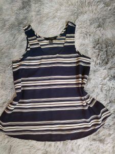 Navy Blue and White Top