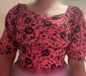 Pink And Black Zudio Crop Top