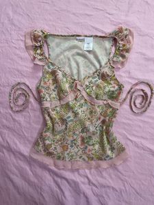 Floral Ruffle Trim Cami Top