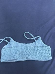 Blue Smocked Bikini Top