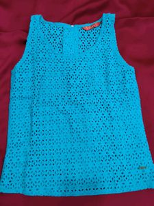 Elle Blue Cutout Tank Top