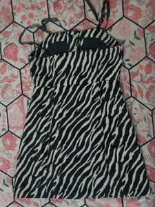 Pretty White And Black Zebra Print Dress