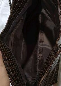 Faux Crocodile Chain Strap Tote
