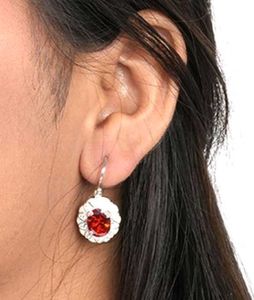 Red cherry stone SS925 dangler earrings