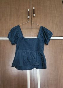Green Smocked Peplum Top