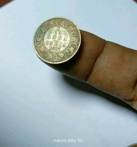 1/12 ANNA INDIAN OLD COIN 1917 YEAR.