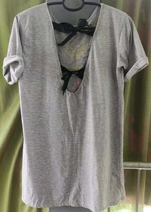 Gray Graphic Print Tee Dress