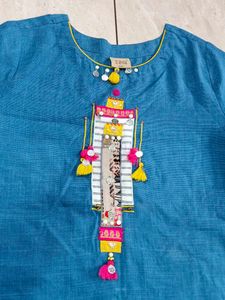 Blue Embroidered Kurta