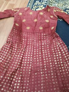 Burgundy &amp; Gold Embellished Gown