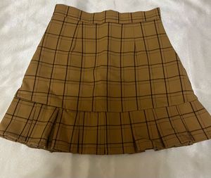 Brown Plaid Mini Skirt