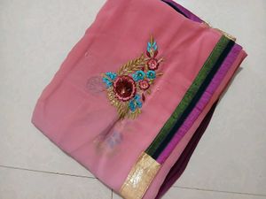 Georgette Embriodery Work Saree