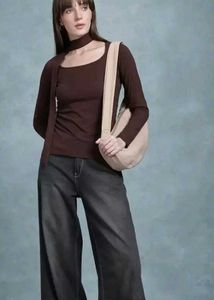 Brown Ribbon Top