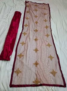 Premium Maroon Golden Embroidered Gown