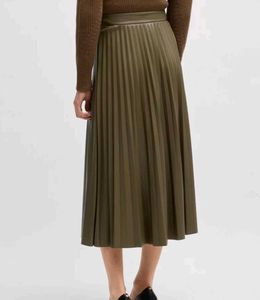 Olive Pleated Skirt