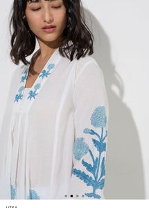 Utsa Blue Floral Butta Design Cotton A-Line Kurta