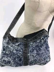 Distressed Denim Shoulder Bag
