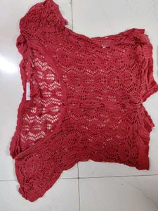 3 rust Ruffled Knit Top