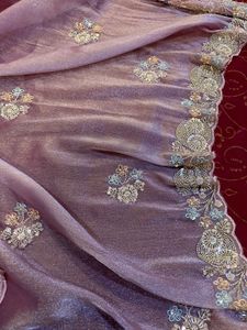 Elegant Pink Embellished Saree