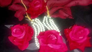 🌹Rose &amp; Pearl Jhumka Earrings free yellow haldi s