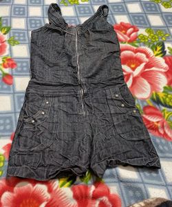 Grey Dungarees Short Dress
