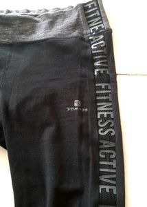 Black Gym Leggings With Grey Trim