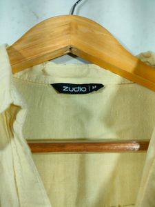 Butter Yellow Shirt Crop Tops (Women&#39;s)