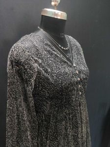 Elegant Black Print Long Dress