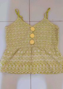 Cute Green Embroidered Tank Top