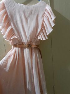 Pink Ruffle Sleeve Dress