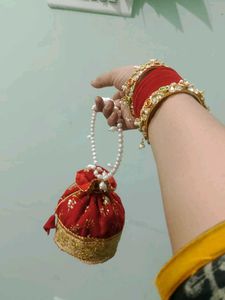 Red & Gold Potli Bag
