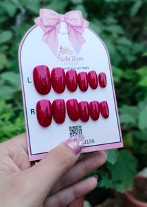 Red Glitter Press-On Nails