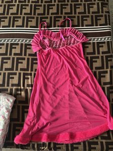 Pink Lace Trim Babydoll