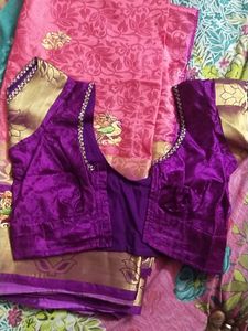 Pink And Gold Saree