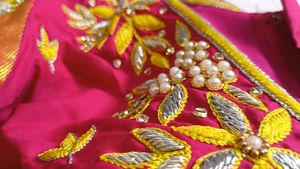 Pink Maggam Zardosi Work Blouse Like New