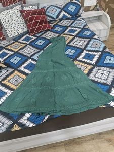 Green Embroidered Full Fair Sharara