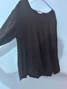 XXL  Black Button-Down Top