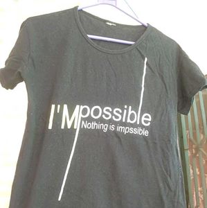 Black T Shirt With &#34;Impossible&#34; Graphics
