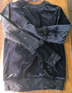 Adonisis Velvet Sweater Top With Embroidery