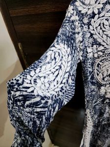 Printed Blue Lucknavi Kurta