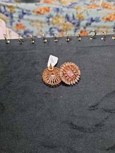 Pink Zirconia Round Big Studs