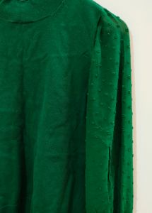 Green Regular Sleeves Woolen Top