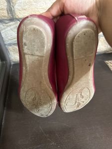 Maroon Pointed Toe Flats with Bow Accent
