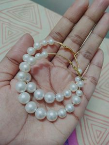 Trendy White Pearl Hoop Earrings ✨✨🌟