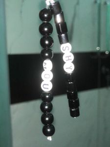 Custom Beaded Phone Charm - &#34;MOU&#34; &amp; &#34;SHY&#34;